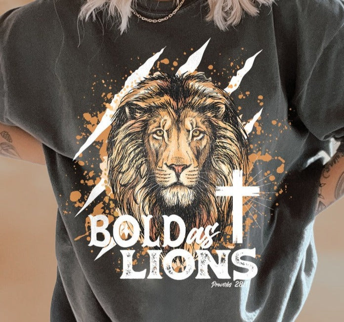 T-Shirt Or Sweatshirt Christian Lion Design - Dark Garments Works well