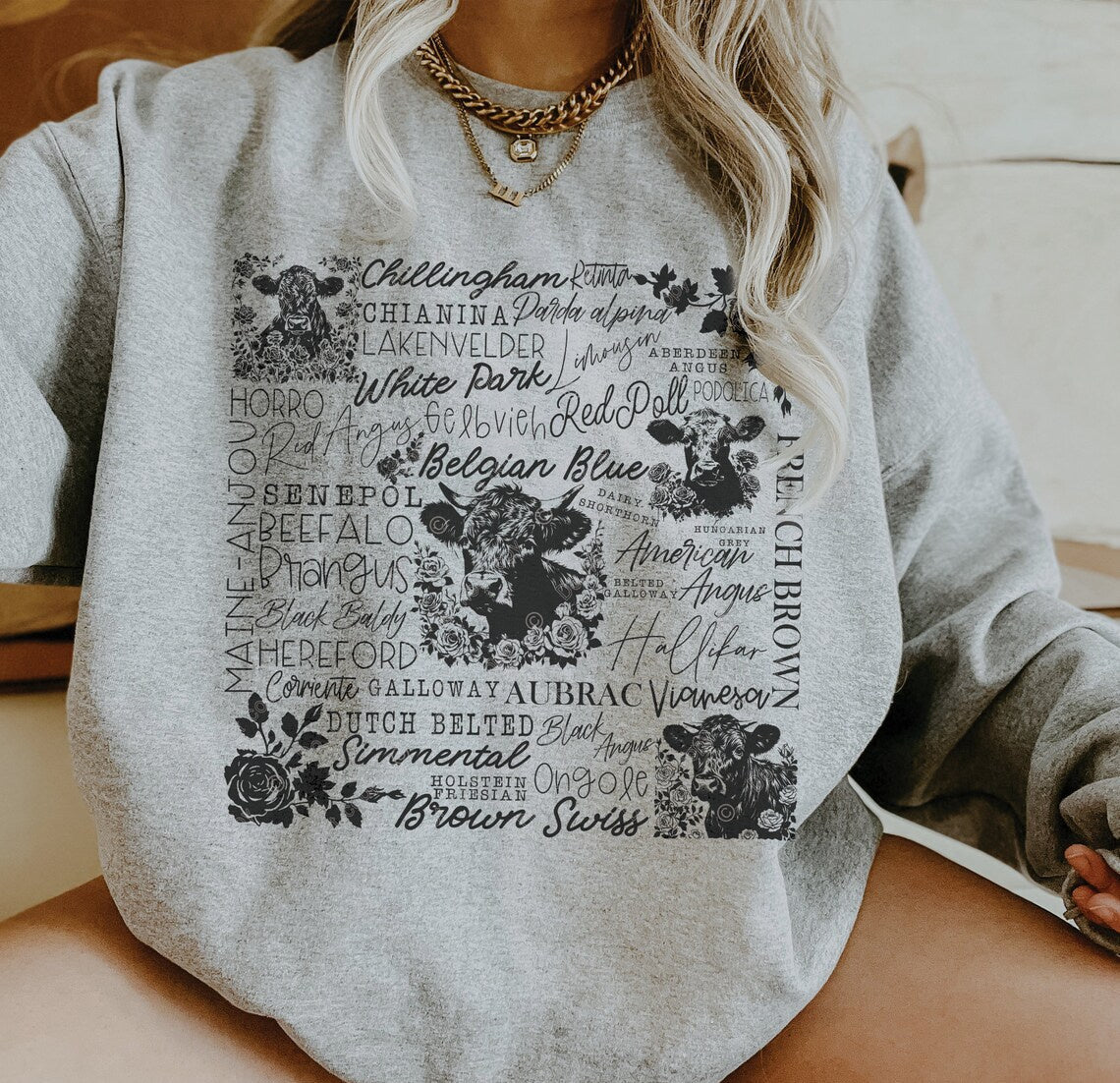 Black White Cow Print Tee or Sweatshirt Fun Stylish Statement Piece