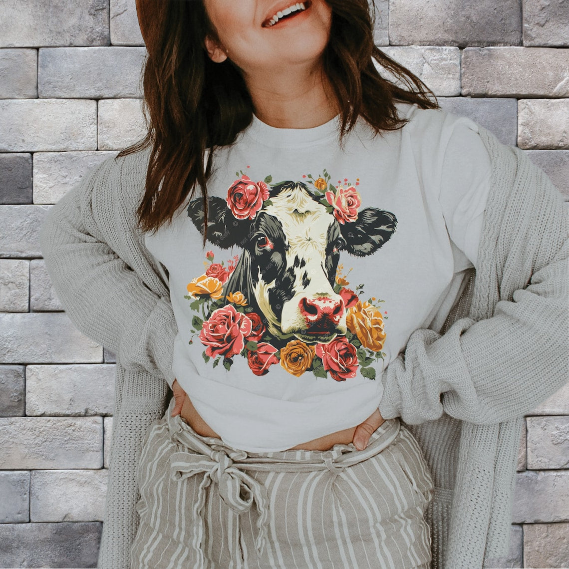 DTF Transfer Country Rustic Cow Print Color