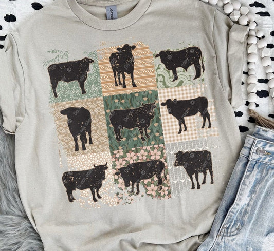 DTF Transfer Country Rustic Cow Boho Print