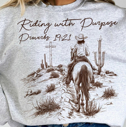 Western Christian Faith T-Shirt Sweatshirt - Ride with Purpose