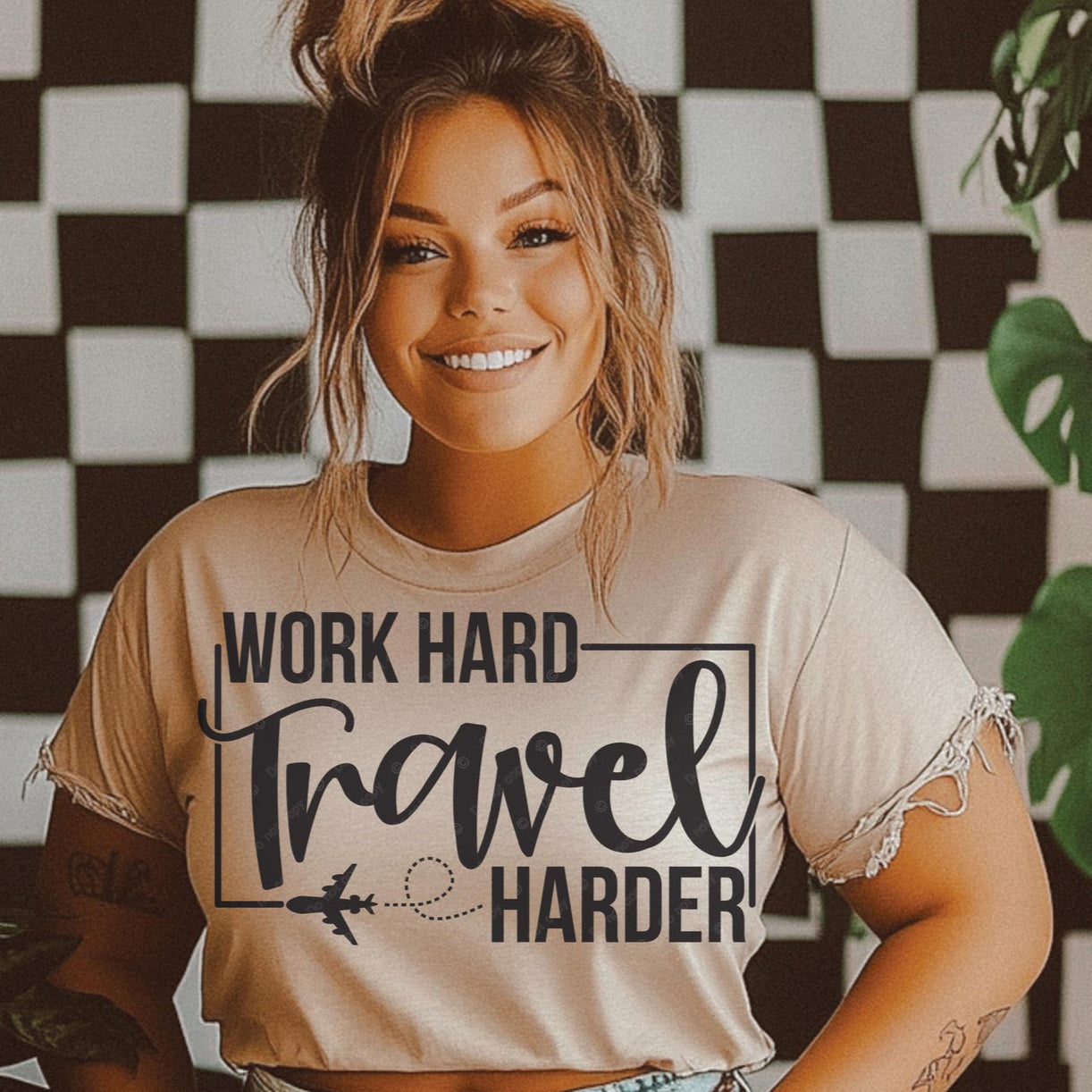 DTF Transfer Work Hard Travel Harder – Wanderlust Jet
