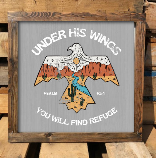 Rustic Framed Wooden 7" & 13" Under His Wings