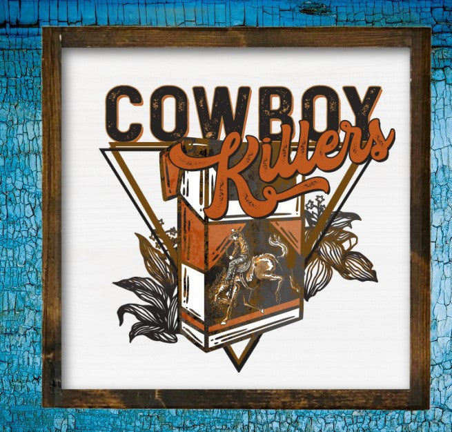Rustic Framed Wooden 7" & 13" Cowboy Killer