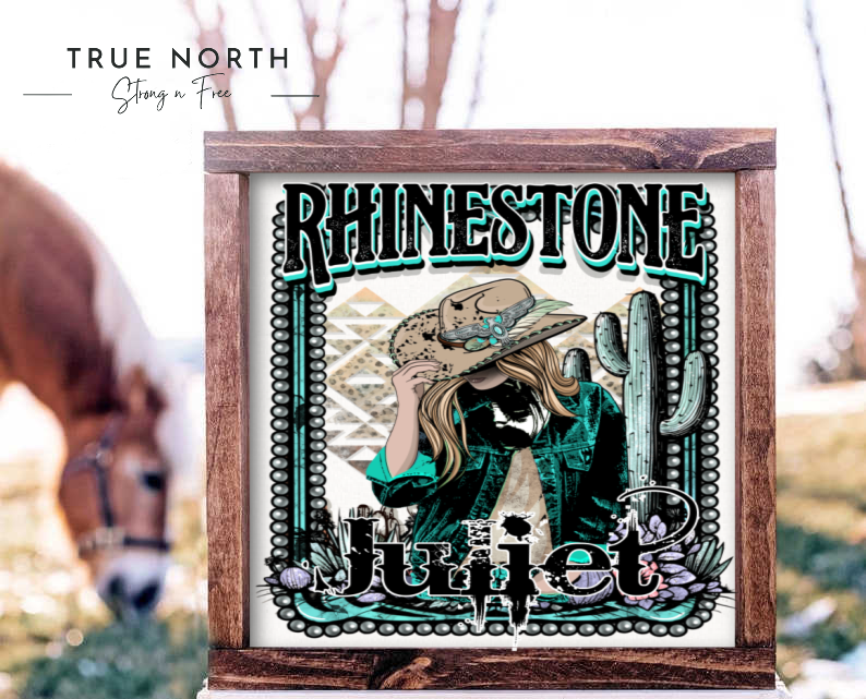 13" Framed Wooden Sign - Rhinestone Juliet