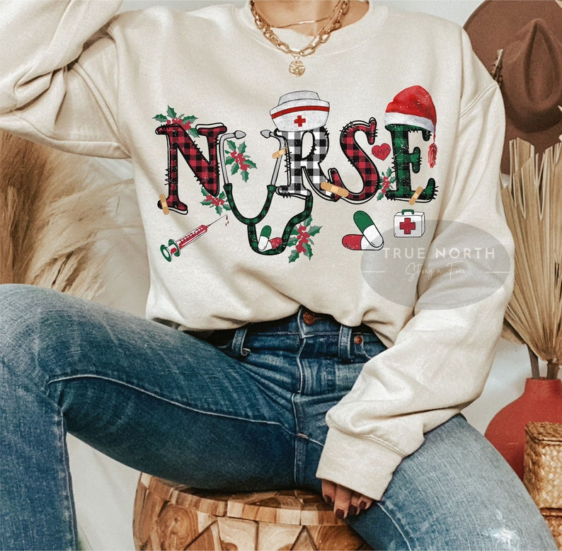 DTF Transfer Christmas Nurse Design