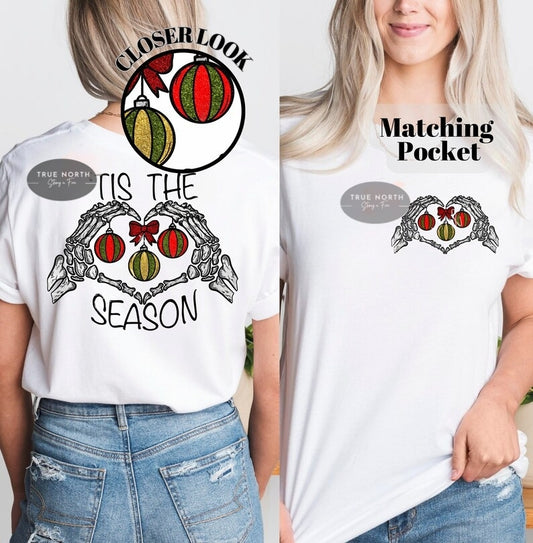 DTF Transfer Christmas Tis The Season Skull Hands