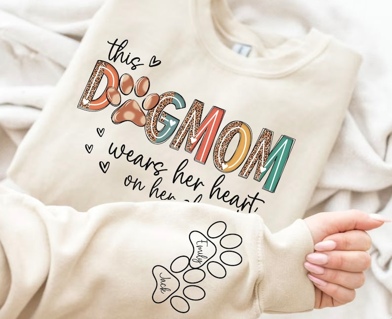 DTF Transfer Valentines Dog Mom Heart On Sleeve