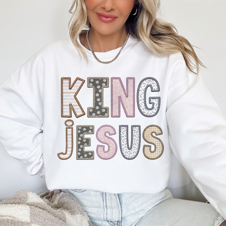 DTF Transfer Easter Christian King Jesus Faux Embroidery