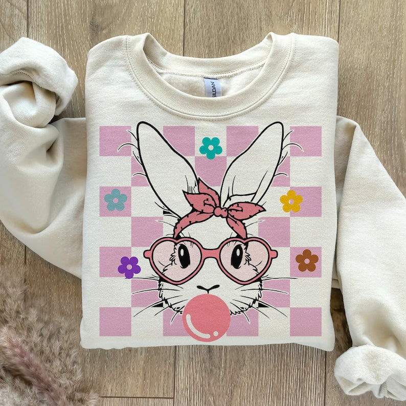 DTF Transfer Easter Easter Bunny - Pink Squares