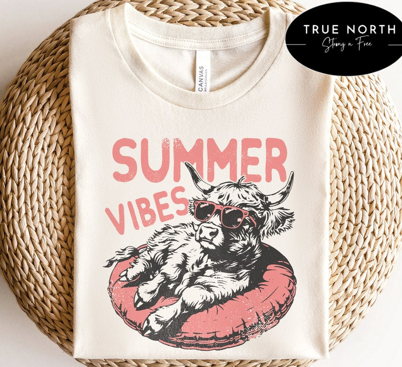 DTF Transfer Summer Cow Sunglasses Summer Vibe