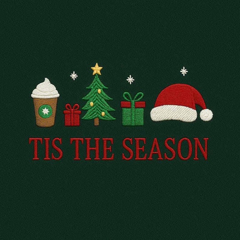 Embroidered Tis The Season Christmas Icons Sweatshirt Design