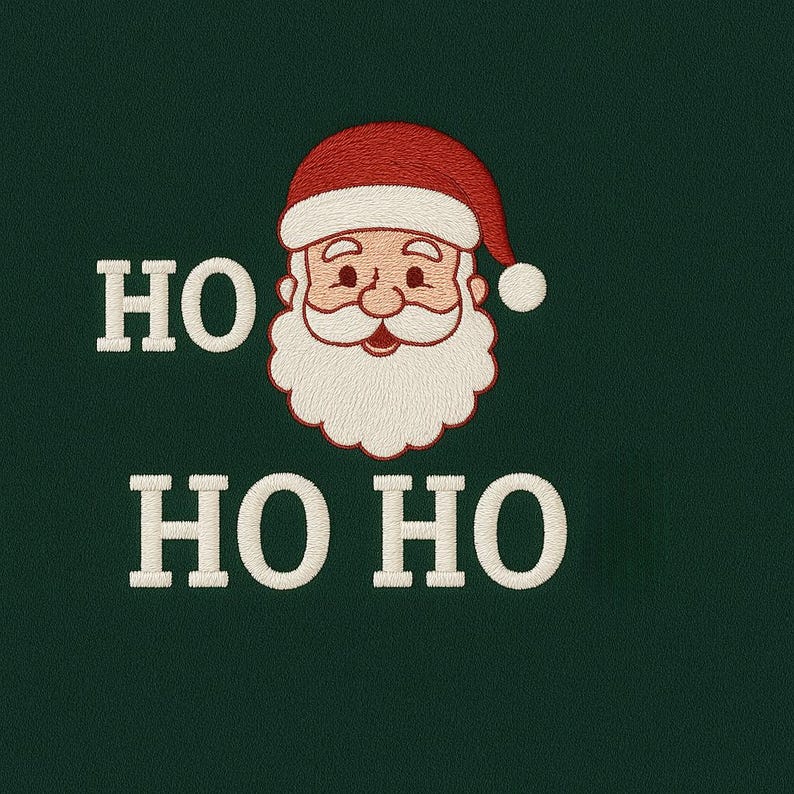 Ho Ho Ho Santa Embroidered Crewneck Sweater