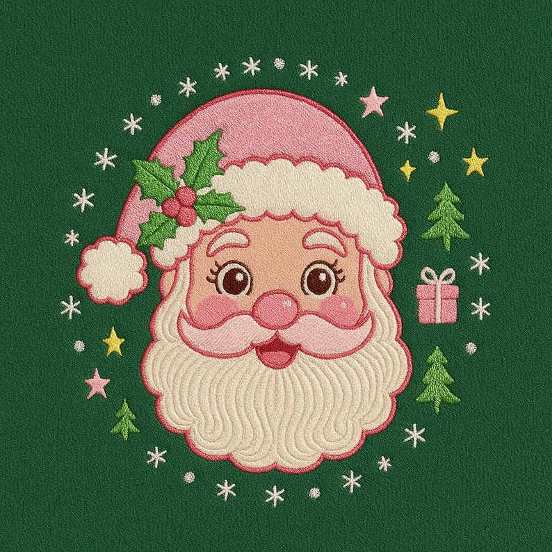 Embroidered Santa Christmas Crewneck Sweater