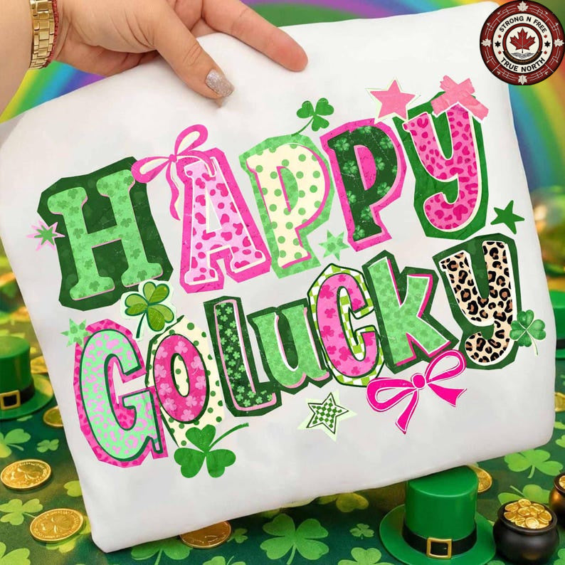 DTF Transfer Happy Go Lucky St. Patrick’s Day Shamrock