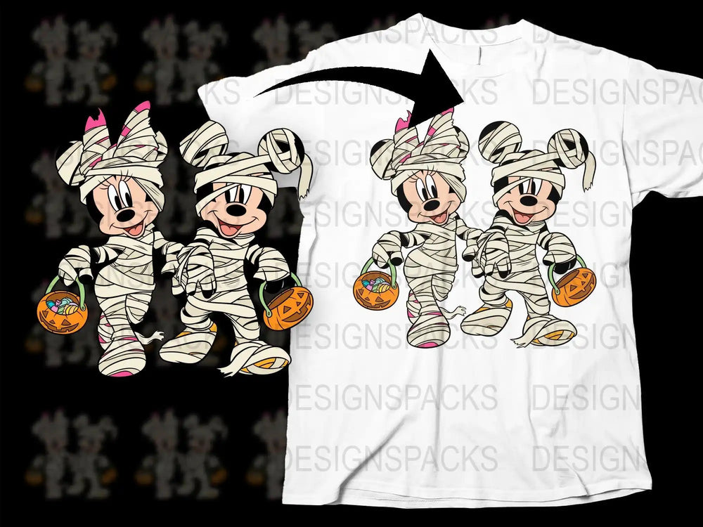 Cartoon mummy Halloween DTF transfer preview