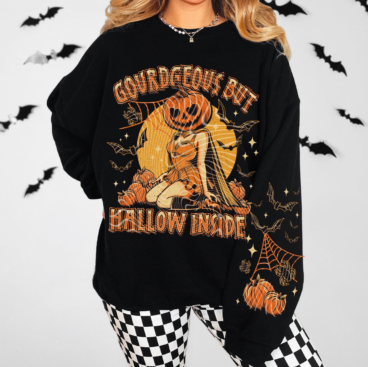 DTF Transfer Halloween – Gourdgeous But Hallow Inside Pumpkin Girl