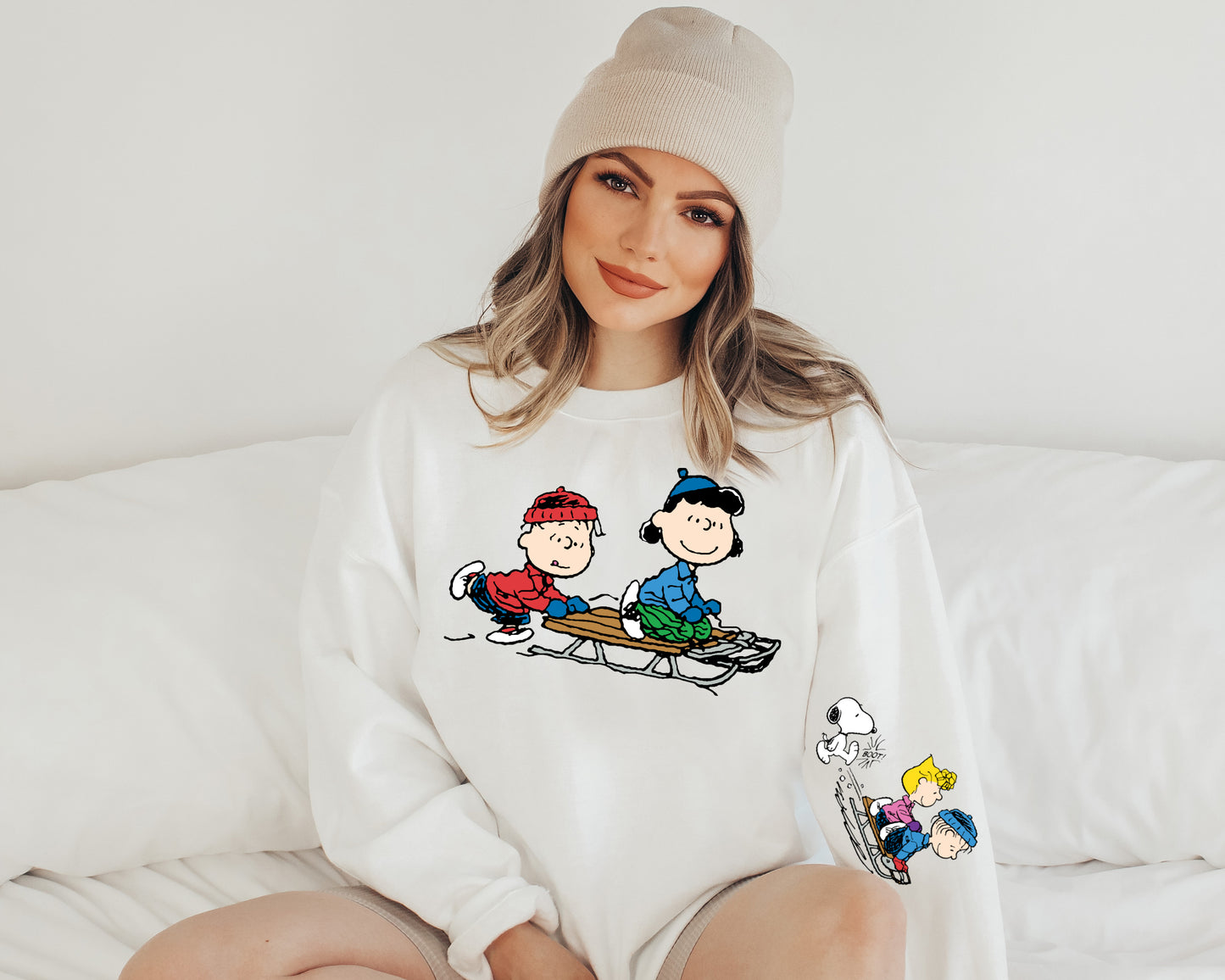 DTF Transfer Christmas Peanuts Sledding Sleeve Print