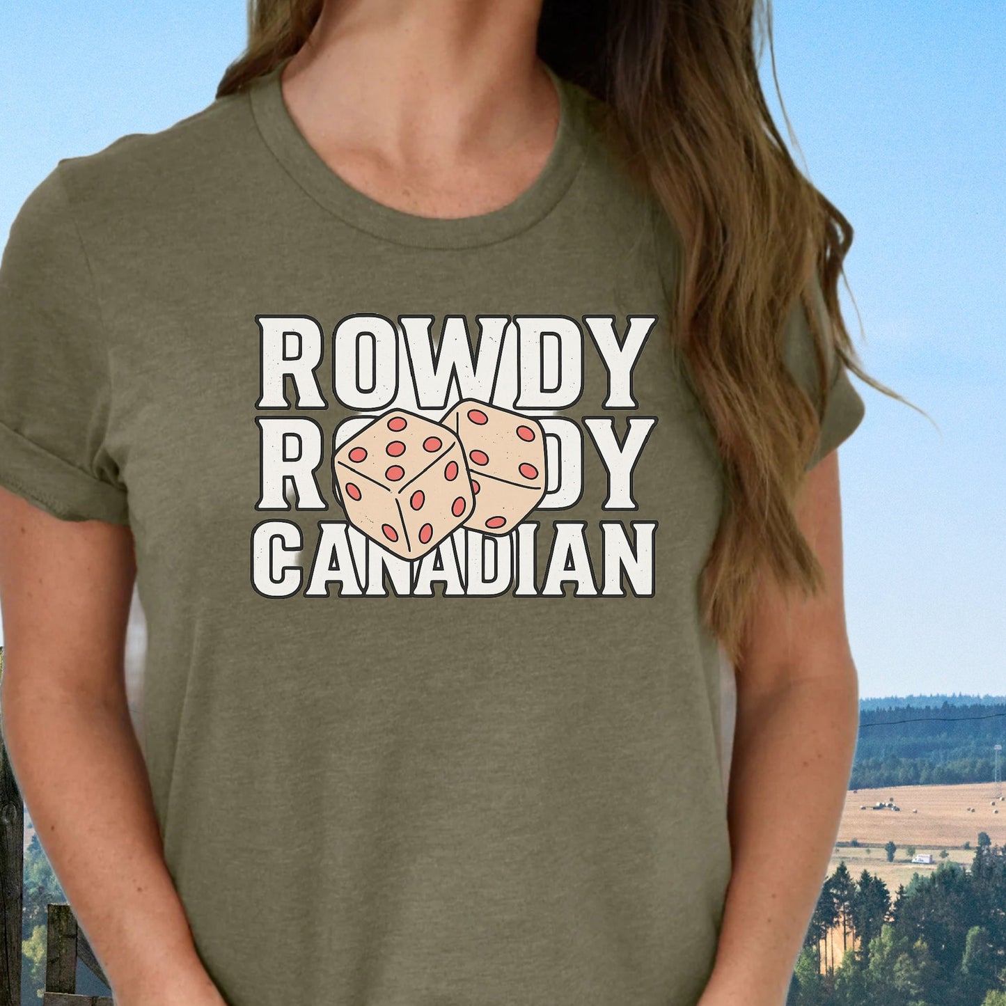 Rowdy Canadian DTF Transfer โ Retro Dice Rodeo Vibe