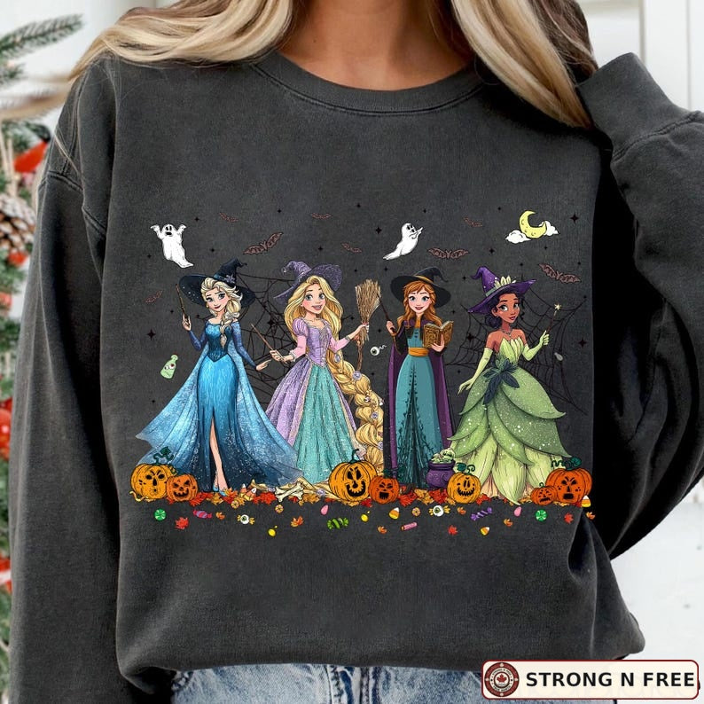 Halloween cartoon princesses DTF apparel mockup