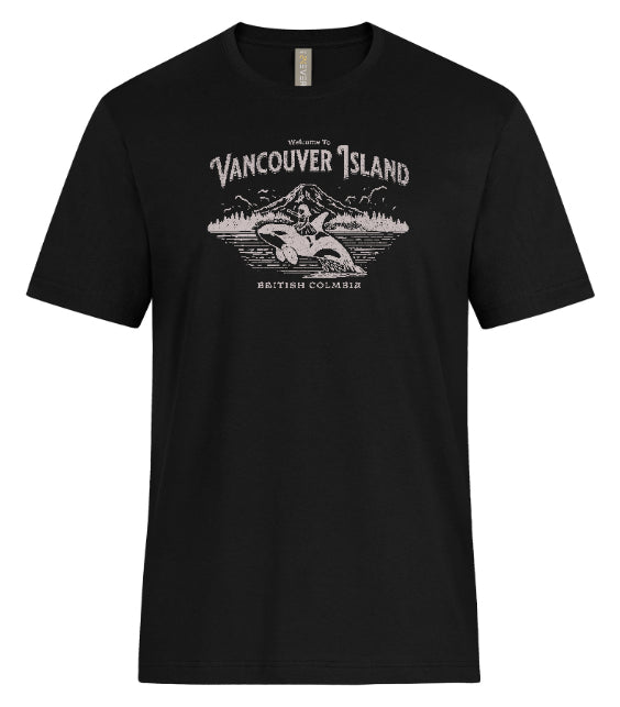 DTF Transfer Vancouver Island Orca Whale Mountain Scene British Columbia Retro Style