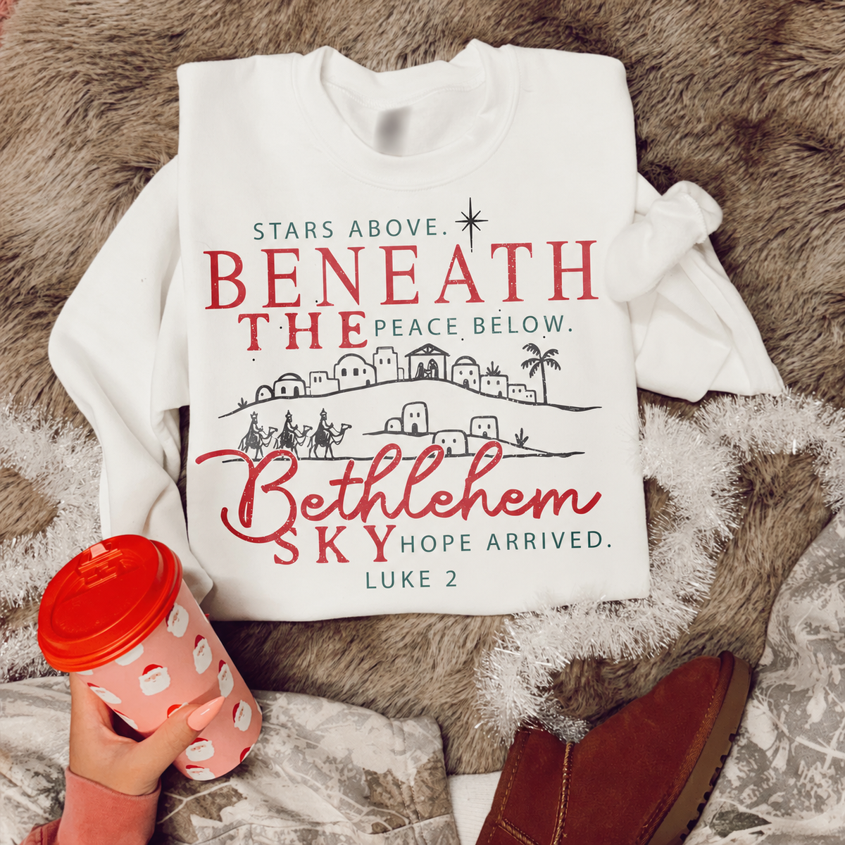 Beneath the Bethlehem Sky – Luke 2 printed garment design preview