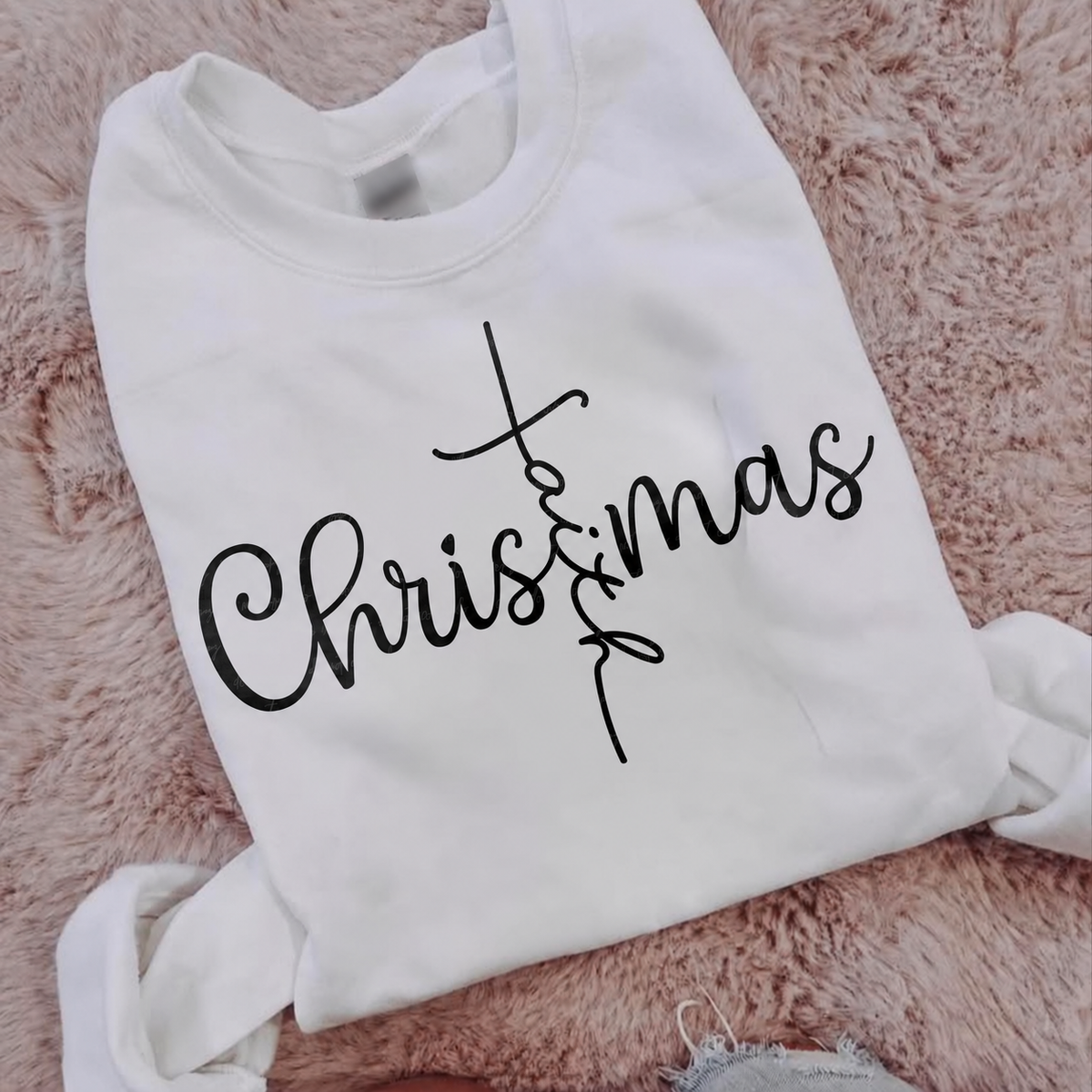 Christmas Faith Cross – Script printed garment design preview
