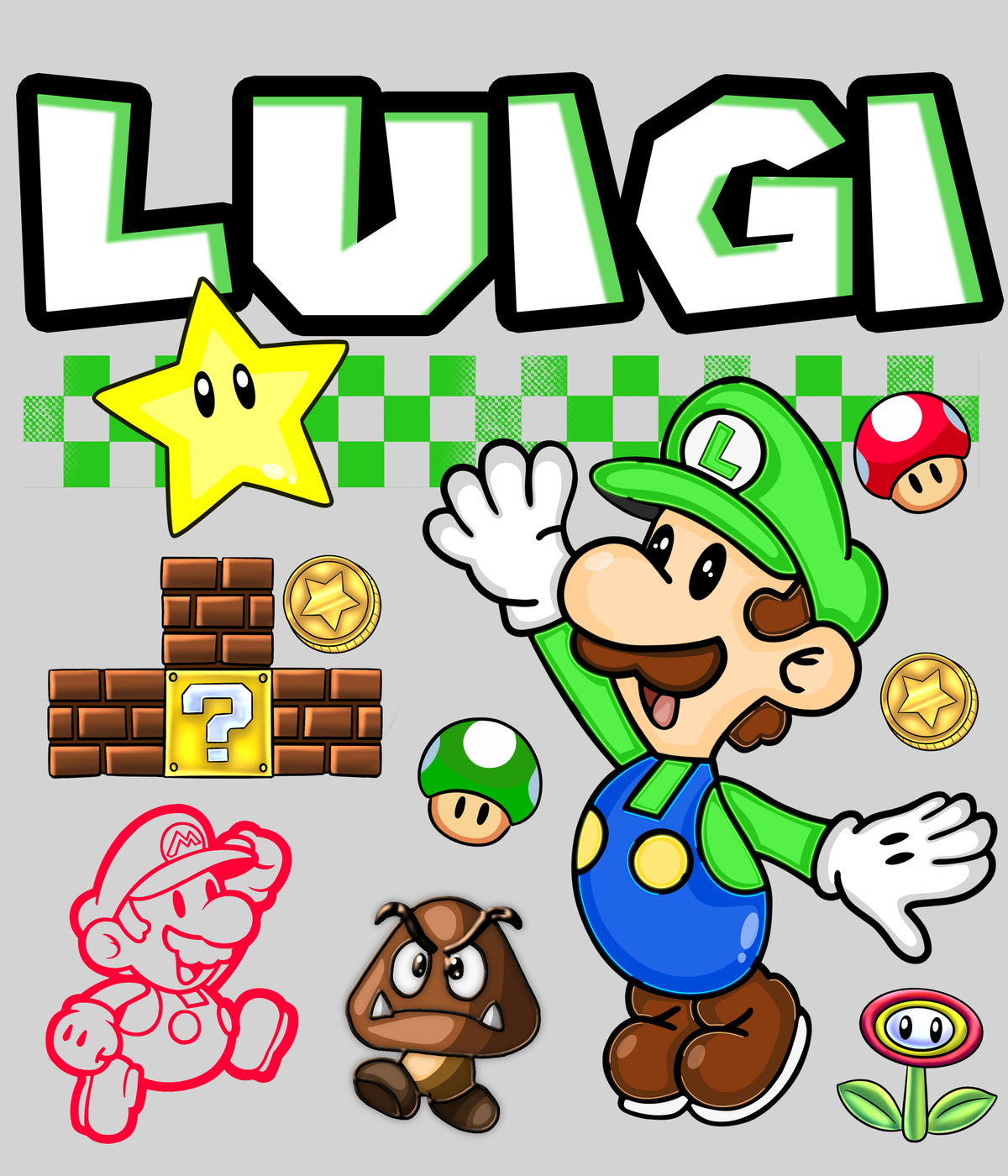 Luigi — light grey display background