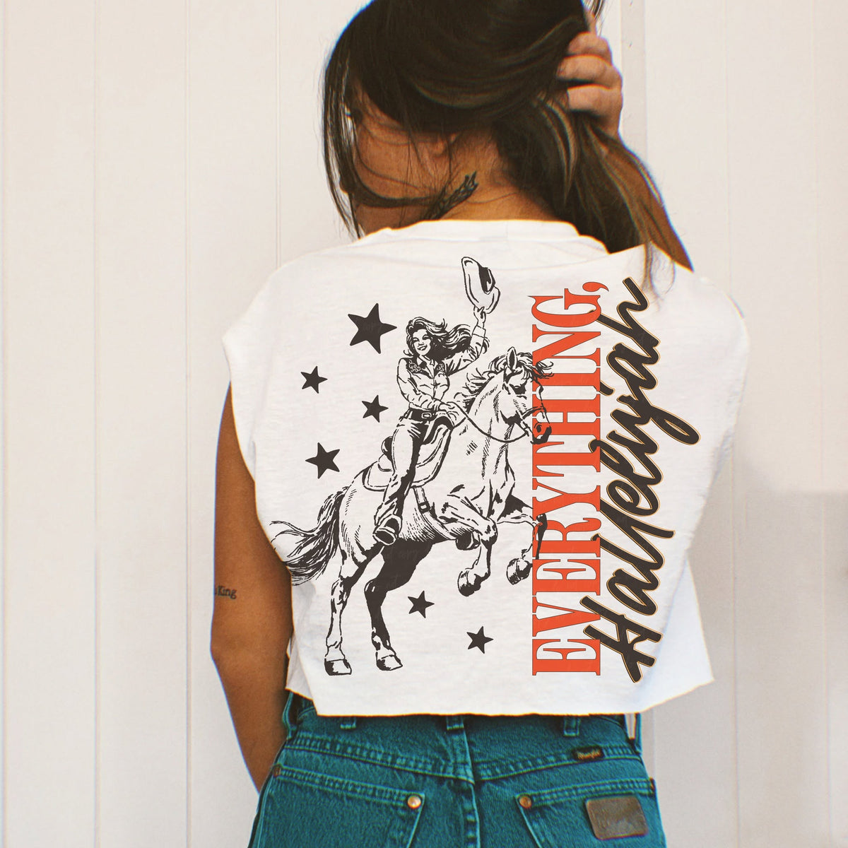 Everything All-American Cowgirl printed garment design mockup