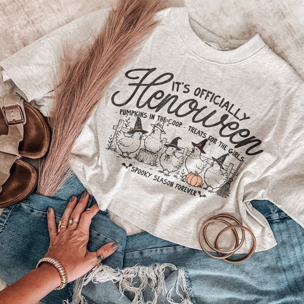 It's Officially Henoween printed garment design mockup