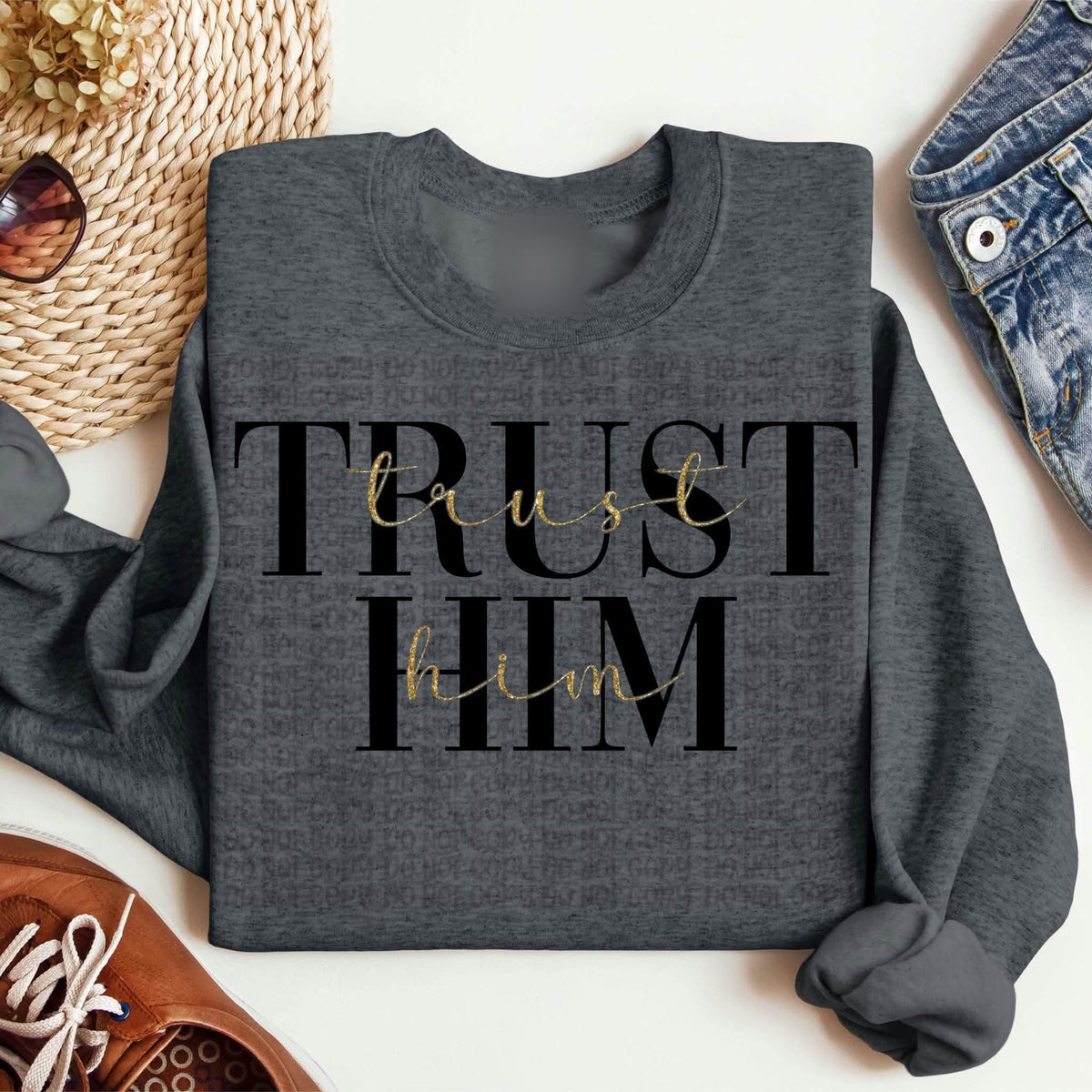 Original product mockup with garment neck tag blurred