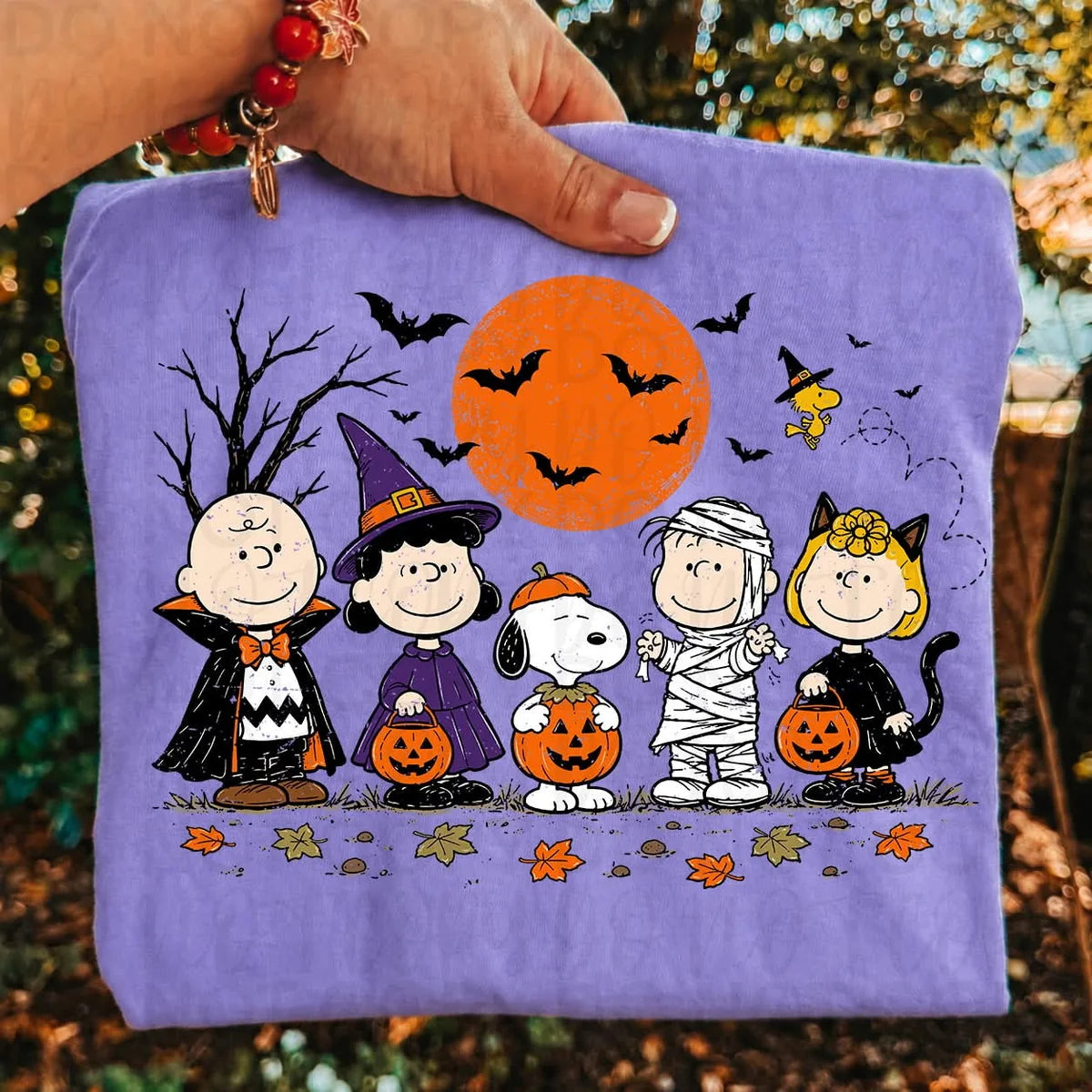 Halloween Pumpkin Patch Cartoon Friends – DTF transfer artwork shown on sample mockup