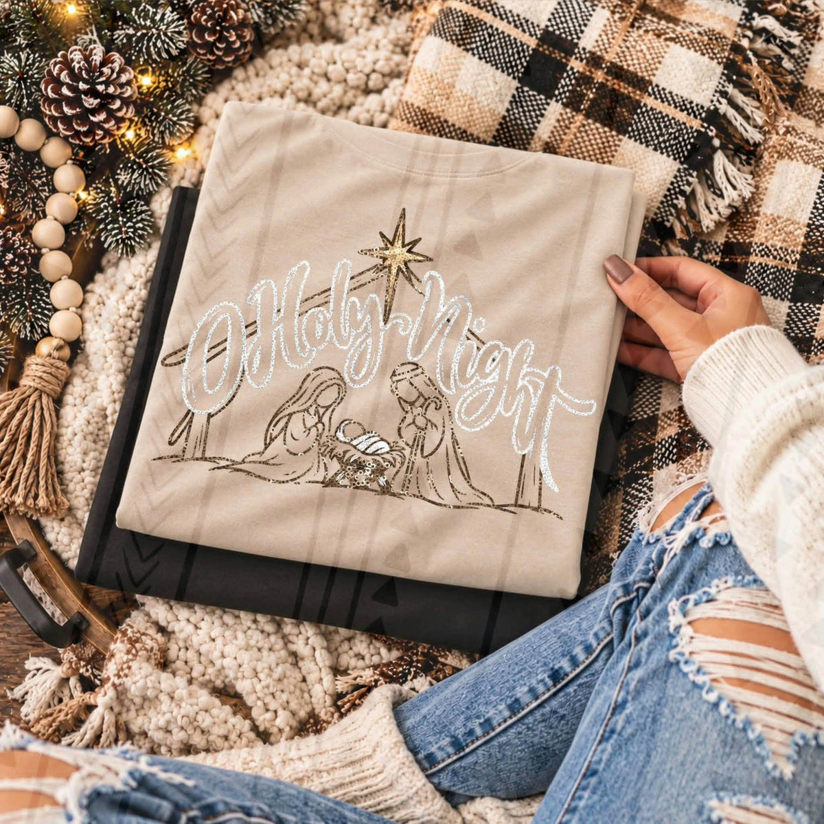 Silent Night Rustic Nativity Christmas image mockup