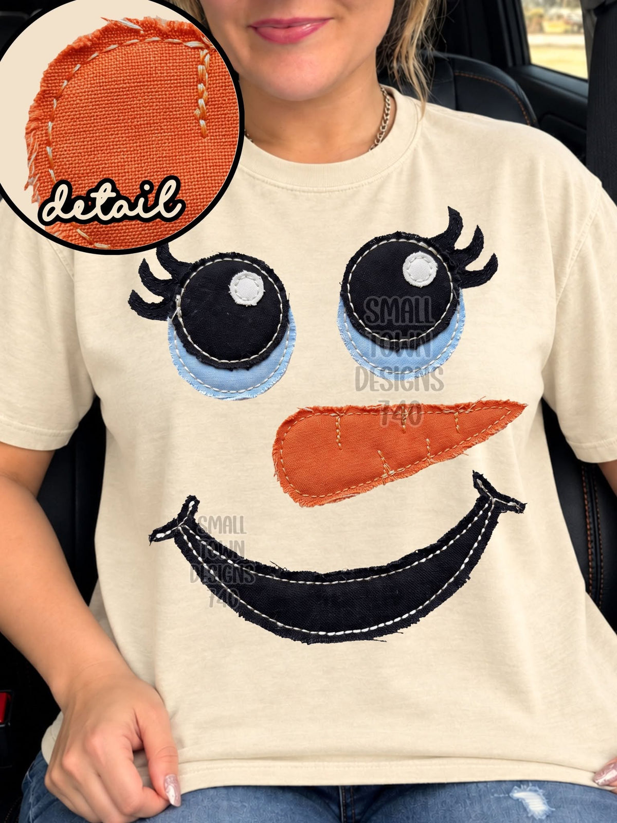 Snowman Face DTF transfer garment mockup