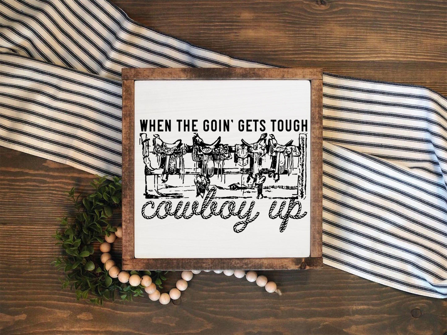 Copy of Rustic Framed Wooden 7" & 13" Cowboy Up