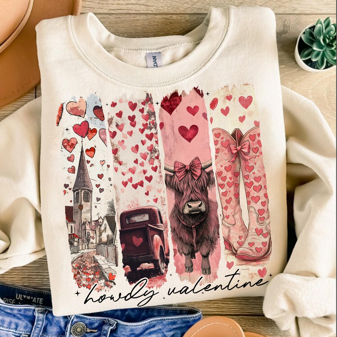 DTF Transfer Happy Valentines Farm Rustic Howdy