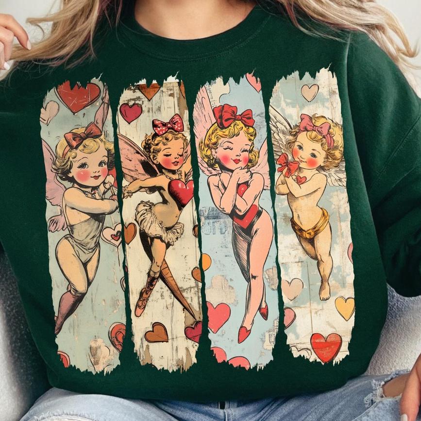 Sweatshirt Crew Hoodie Or T-Shirt Happy Valentines Classic Valentine cards Vintage
