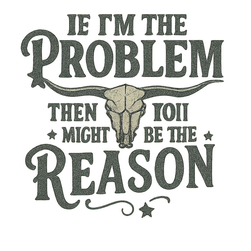 DTF Transfer If Iโm the Problem You Might Be the Reason โ Western Skull Graphic