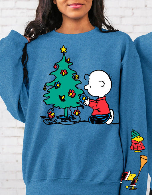 Sweatshirt Hoodie or T-Shirt  Merry Christmas Snoopy Charlie Brown Jumbo Sleeve Offered .