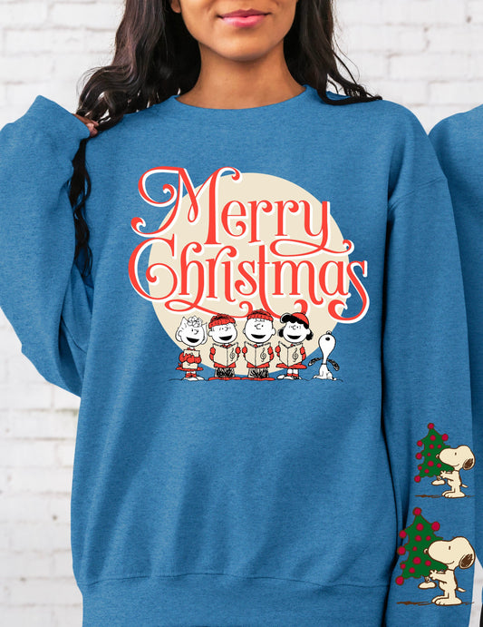 Sweatshirt Hoodie or T-Shirt  Merry Christmas Snoopy Charlie Brown Jumbo Sleeve Offered .