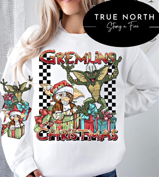 Christmas Gremlins Sweatshirt or T-Shirt with Sleeves - Order Now .