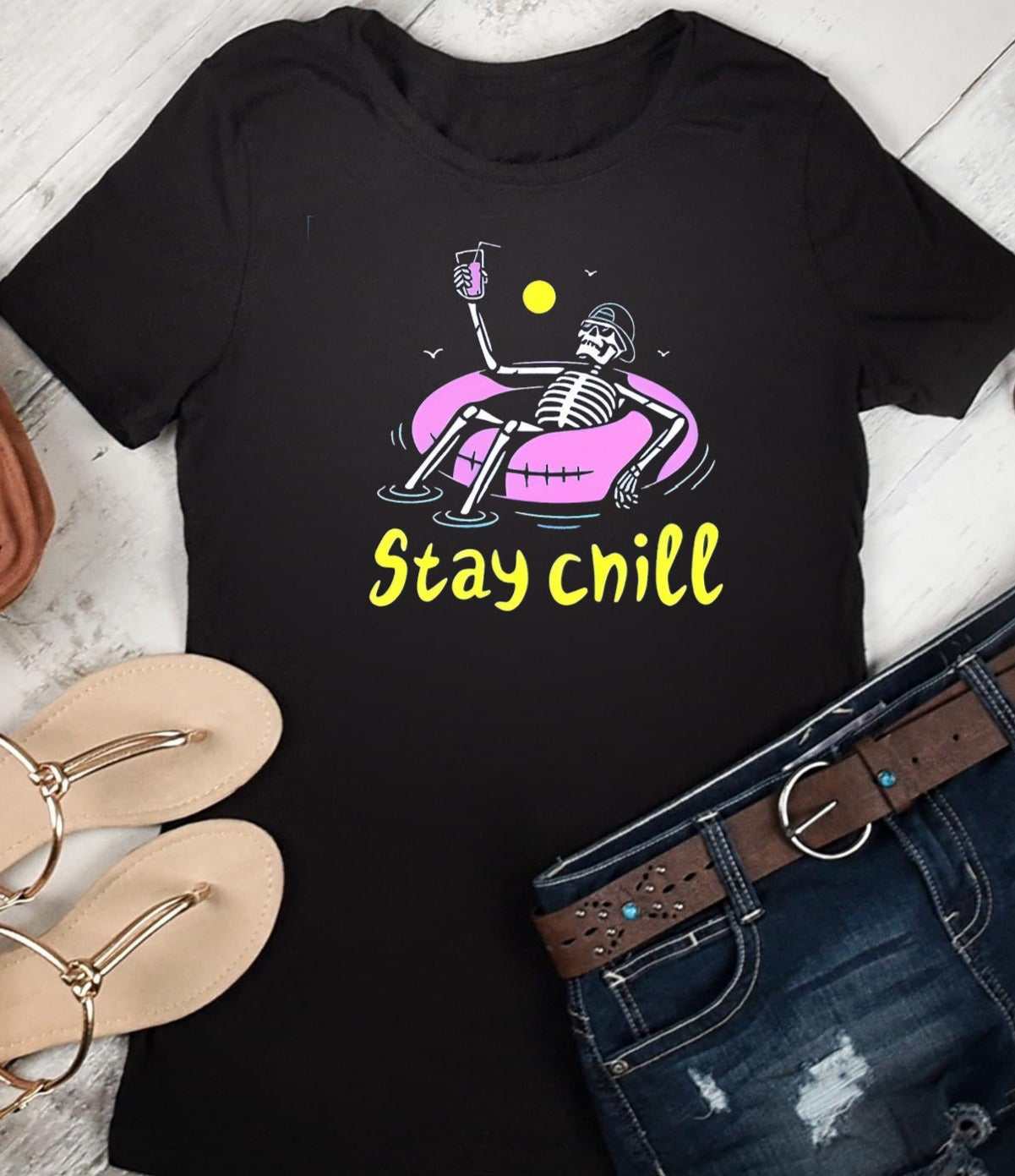 T-Shirt Or Sweatshirt Summer Skulls Floating vintage - Can Change Bottom .