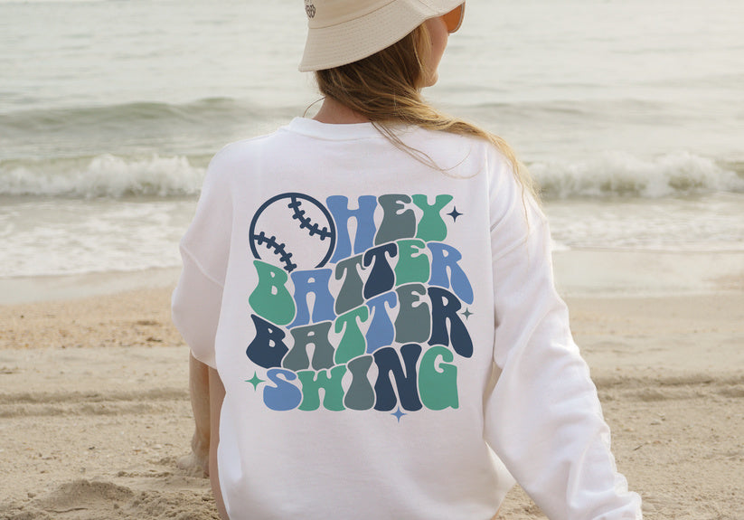 DTF Transfer Hey Batter Batter Swing Groovy Baseball