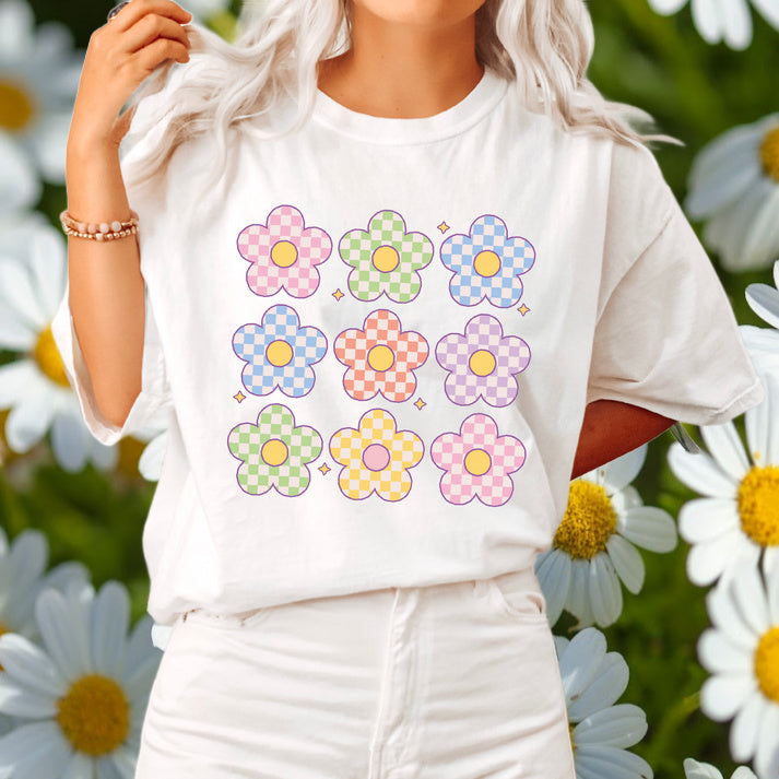 T-Shirt Or Sweatshirt Hoodie Retro Happy Flowers Daisy .