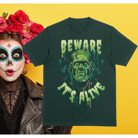 T-Shirt Or Sweatshirt  Fall Halloween Beware Its Alive  Jumbo Print .