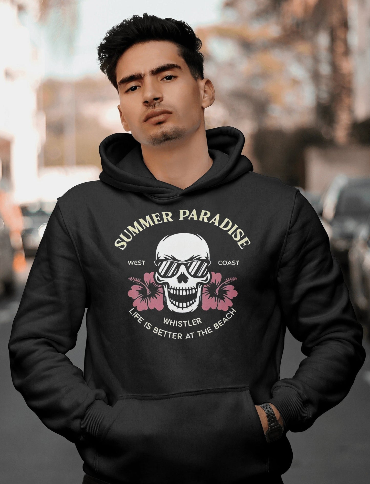 T-Shirt Or Sweatshirt Summer Skull Beach Theme 2 - Can Change Bottom .