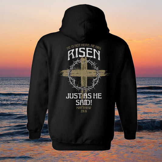 Christian Easter He Has Risen T-Shirt or Hoodie with Cross Design .