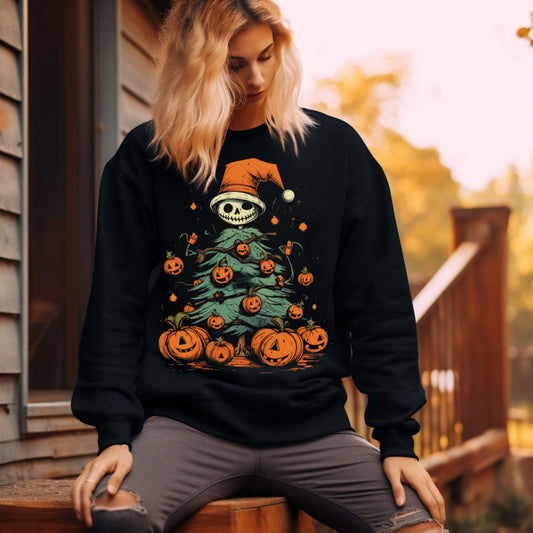 T-Shirt Or Sweatshirt  Fall Halloween Christmas Tree Pumpkin .