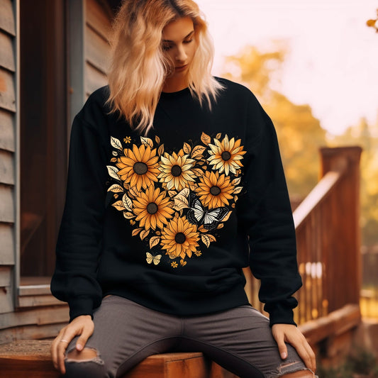 T-Shirt Or Sweatshirt  Halloween Fall Sunflower Hearts .