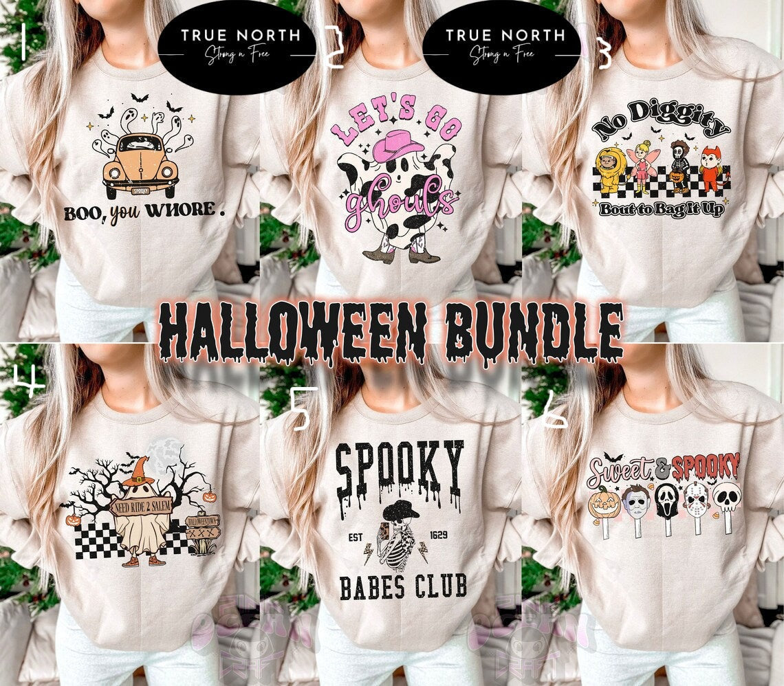 Sweatshirt Or T-Shirt  Fall Theme Halloween Group Of 6 #2 .